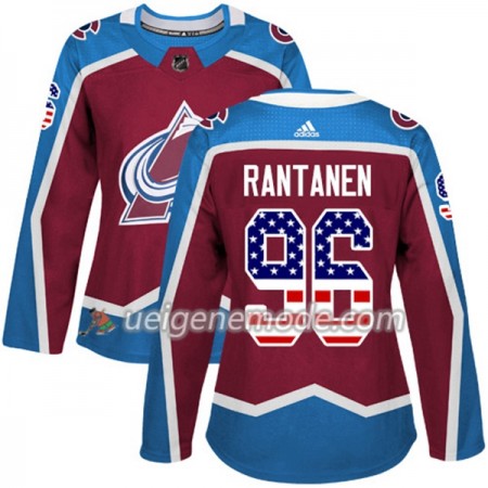 Dame Eishockey Colorado Avalanche Trikot Mikko Rantanen 96 Adidas 2017-2018 Burgundy Rot USA Flag Fashion Authentic